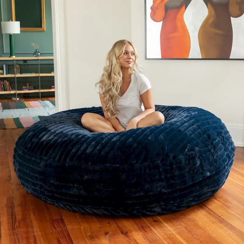 6 Foot Large Bean Bag Chair, Faux Fur