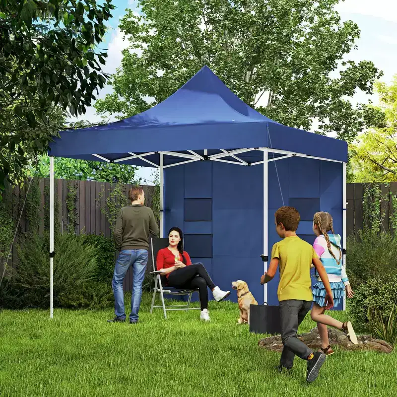 Outsunny 10' x 10' Heavy Duty Pop Up Canopy Tent with Sidewall, UPF50+ Instant Sun Shelter