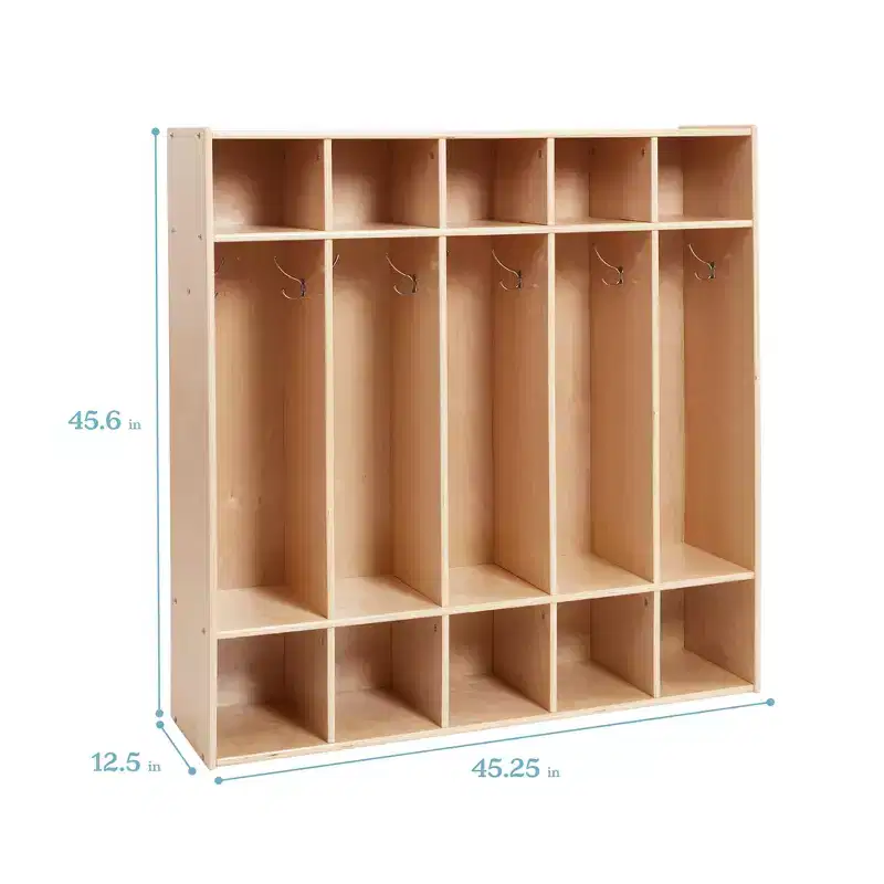 ECR4Kids Streamline 5-Section Coat Locker with Cubby Storage, Classroom Furniture