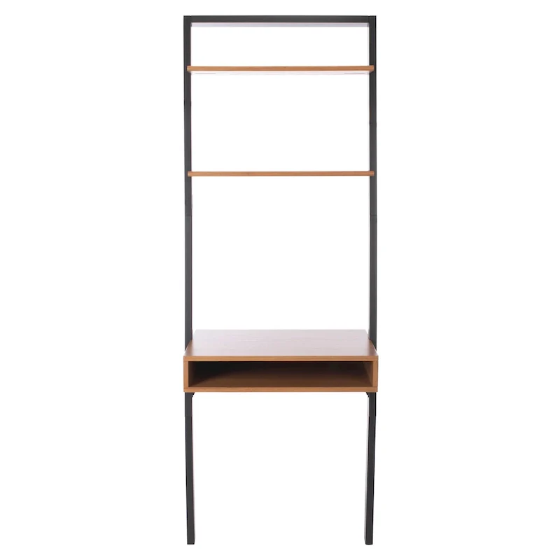 Leaning Desk with 2 Shelves - Black Ladder Style Home Office Desk 76.9