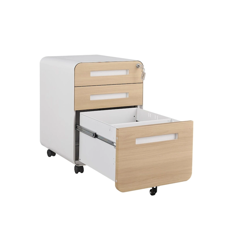 3-Drawer Mobile File Cabinet with 5 Wheel and Lock