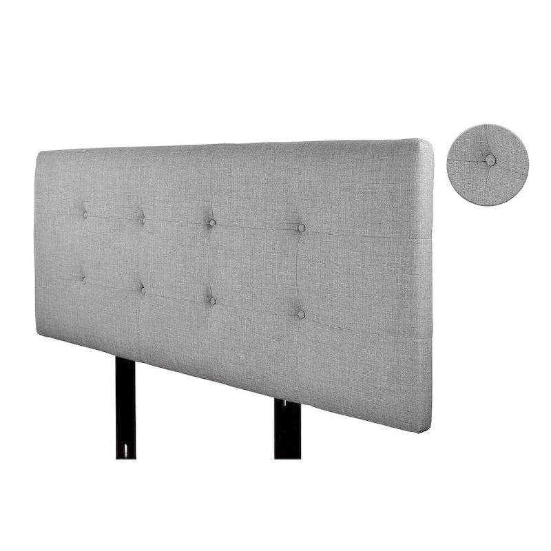 Button Tufted Upholstered Headboard – Dark Grey