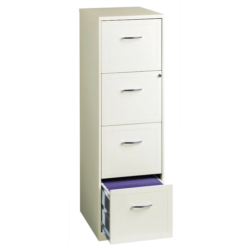 Space Solutions Pearl White 4 Drawer Metal Vertical File Cabinet