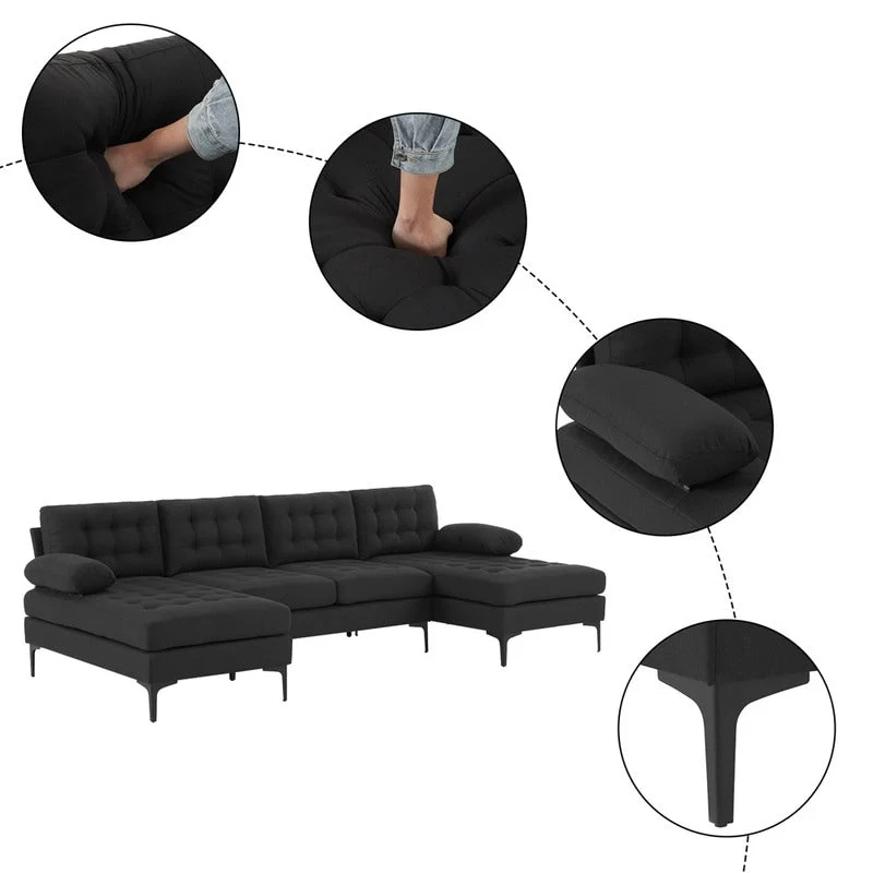 110 4-Seat U-Shaped Upholstered Sectional Sofa