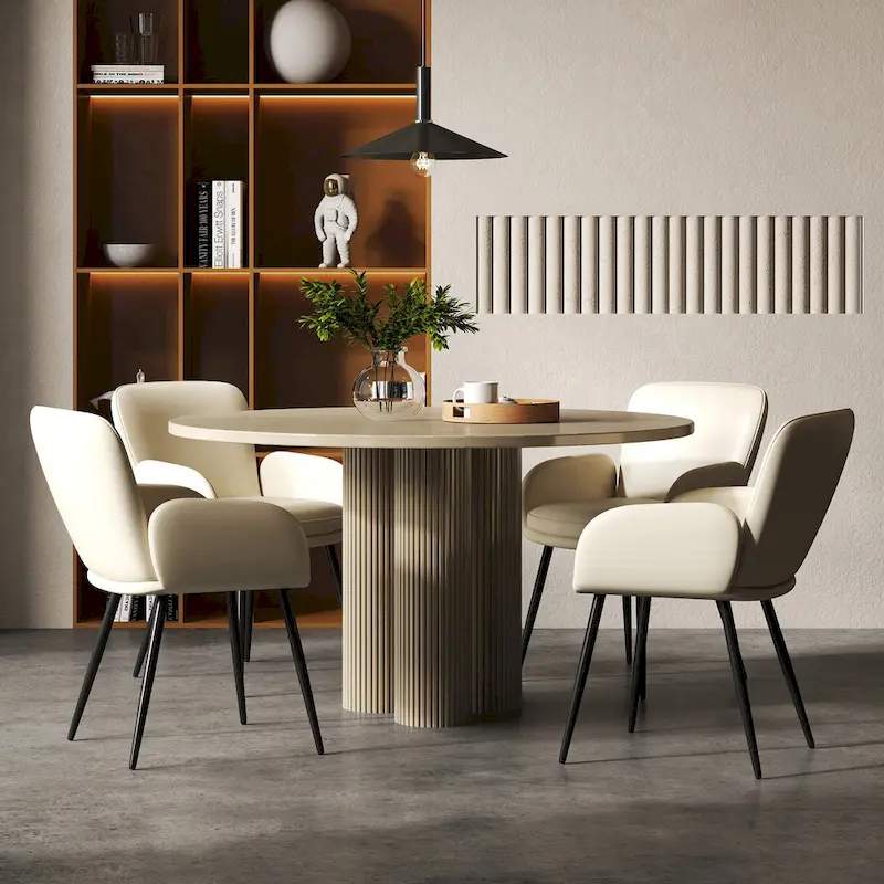 Set of 4 Cat-Scratch Resistant Dining Chairs with Gold Metal Legs