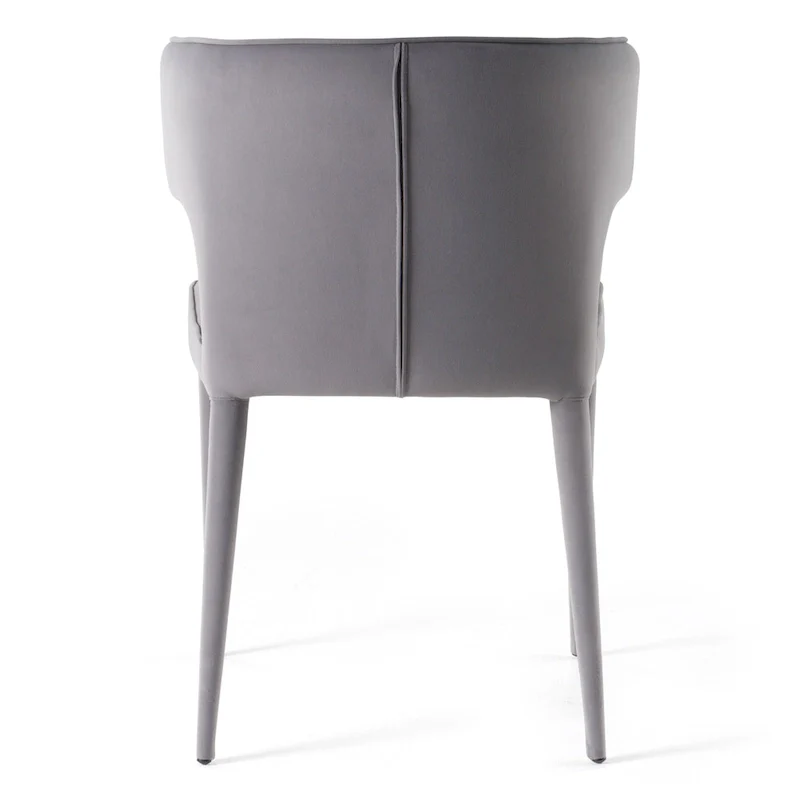 Modrest Lucero Modern Grey Velvet Arm Dining Chair