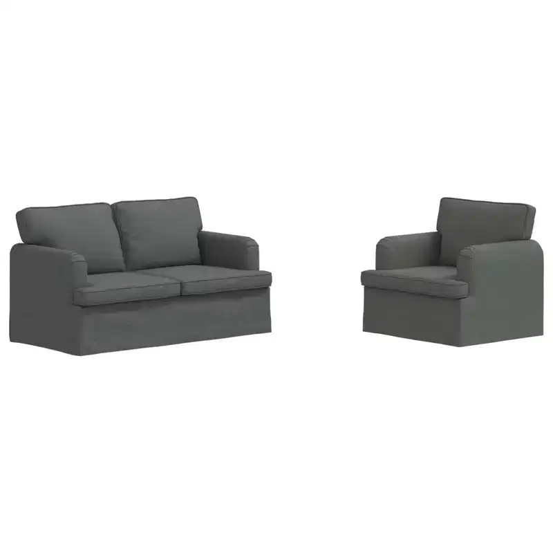 vidaXL Sofa Set 2 pcs Dark Grey 144 x 80 x 85 cm Fabric
