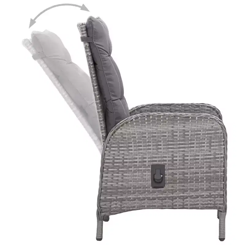 vidaXL 3 Piece Patio Bistro Set Poly Rattan and Glass