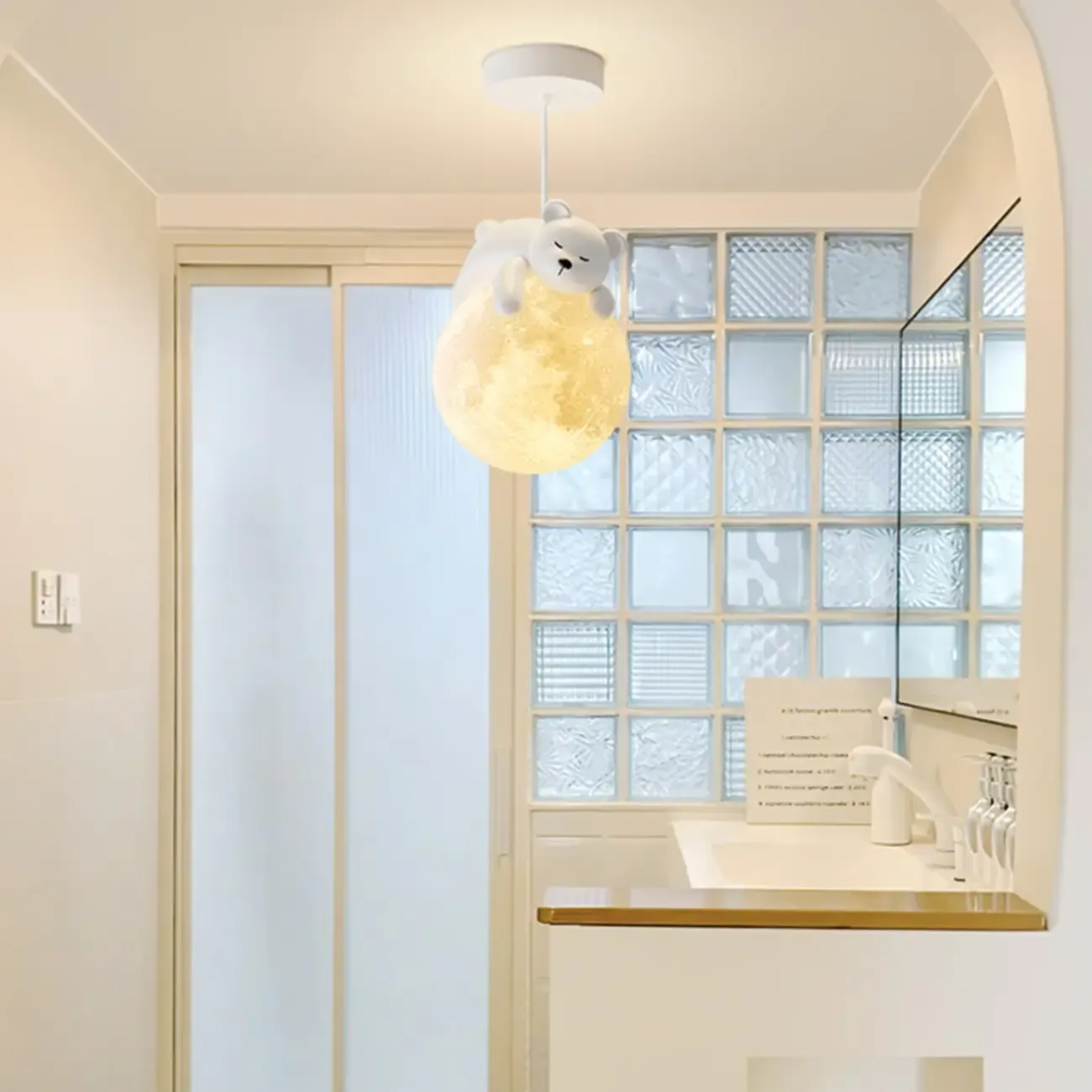 Cartoon Animal White Metal Acrylic Globe Pendant Light