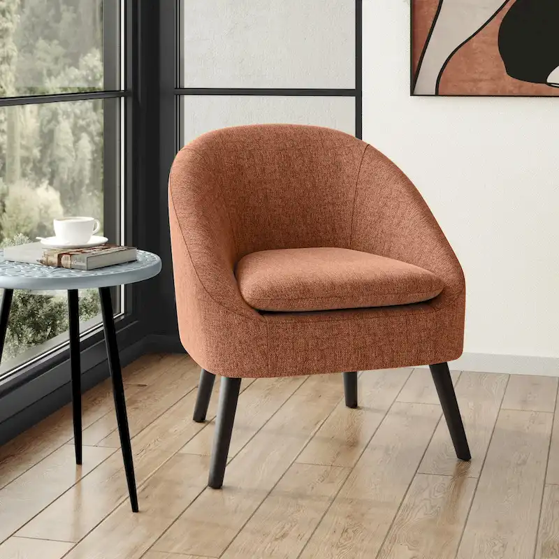 27 inch Wide Irregular Mid Century Modern Accent Chair - 26.6 D x 26.8 W x 31.5 H