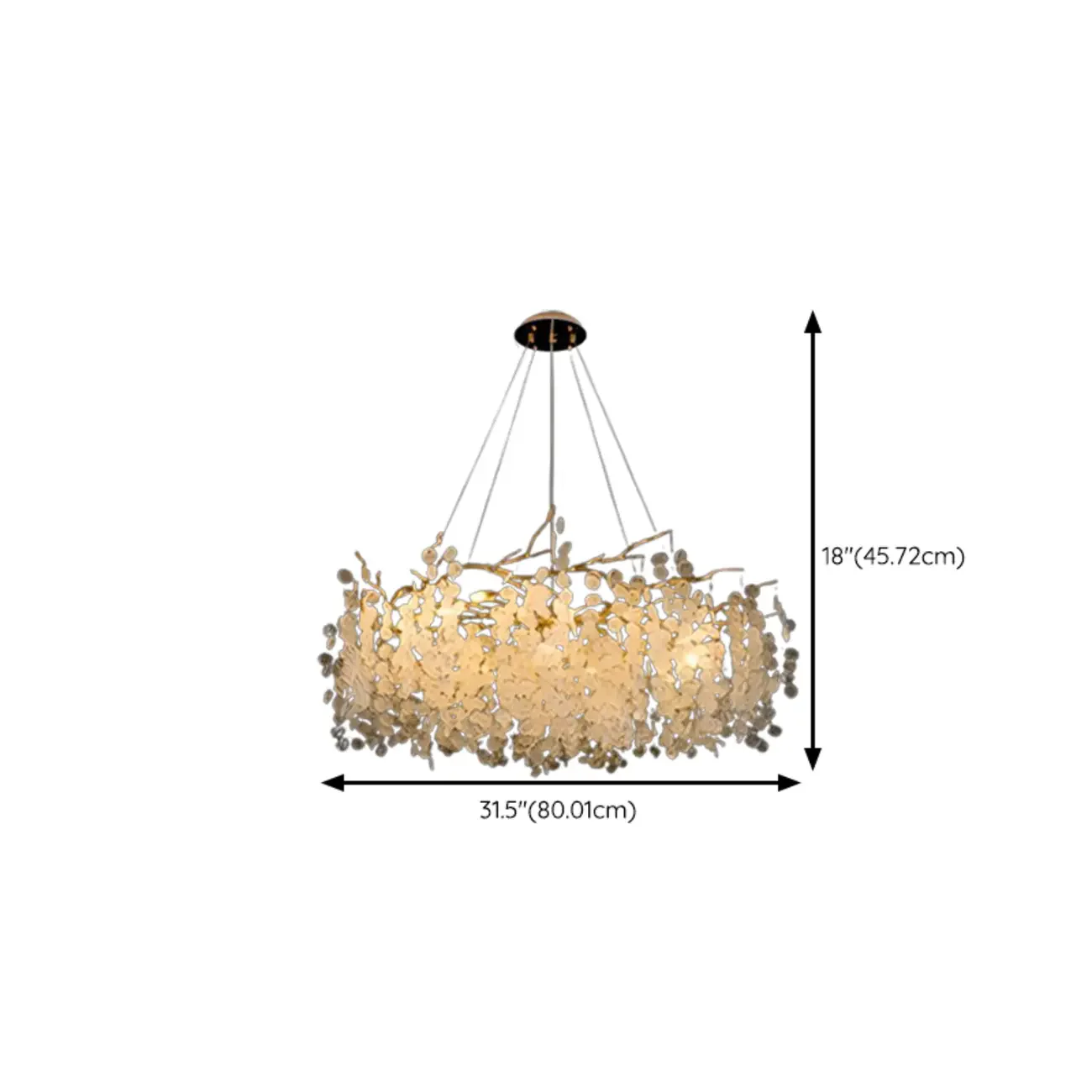 Elegant Golden Branch Glass Pendant Chandelier