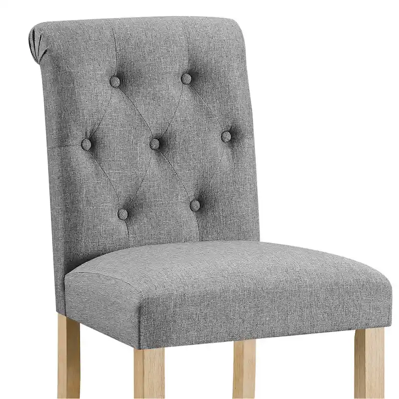 Roundhill Furniture Siena Counter Height Button Tufted Back Solid Wood Stools, Set of 2