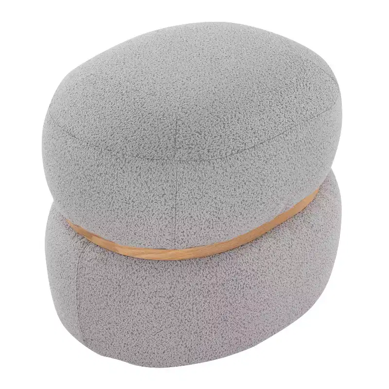LumiSource Cinch Pouf Ottoman Natural Fabric