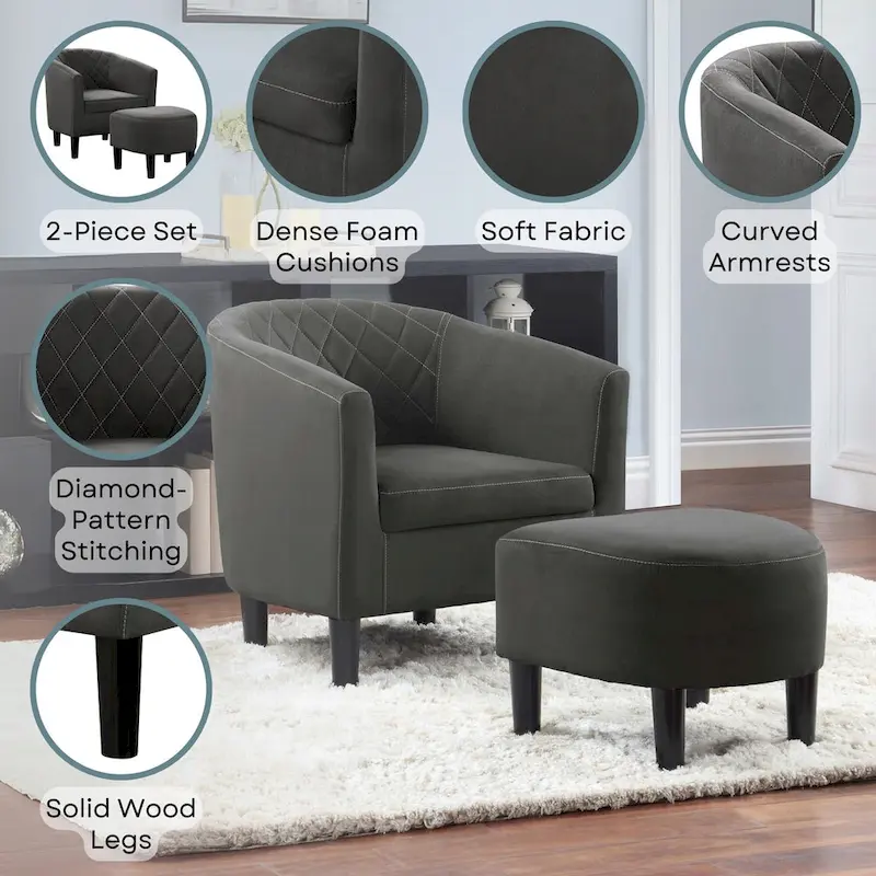 Convenience Concepts Take a Seat Roosevelt Accent Chair with Ottoman