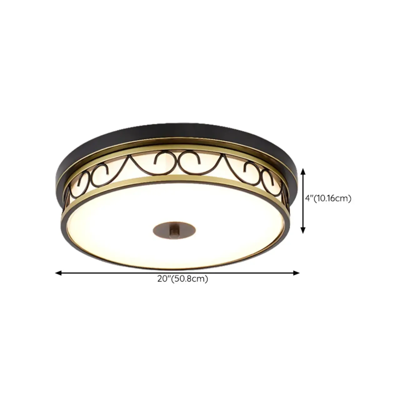 Classic Black Metal Drum Glass Flush Mount Ceiling Light