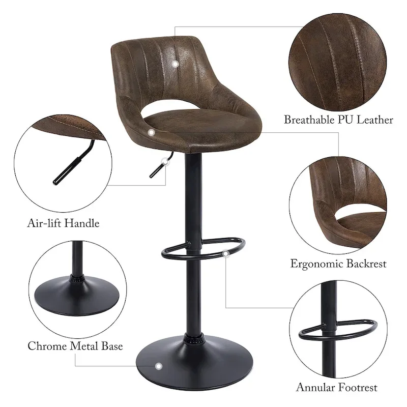 Retro Adjustable Swivel Barstool (Set of 2)