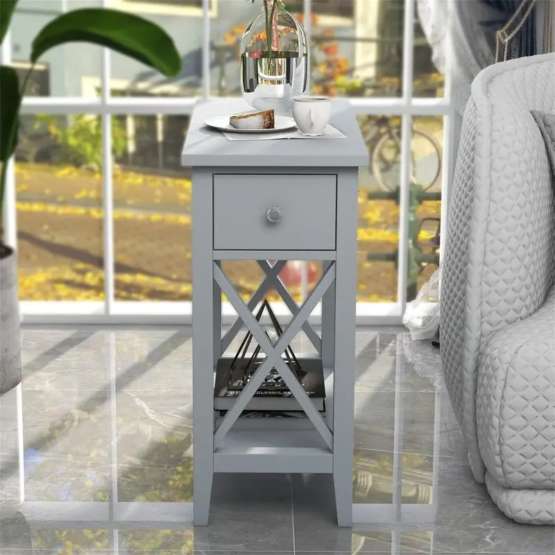 Material Flip Top Narrow End Table - 11D x 23.5W x 24H