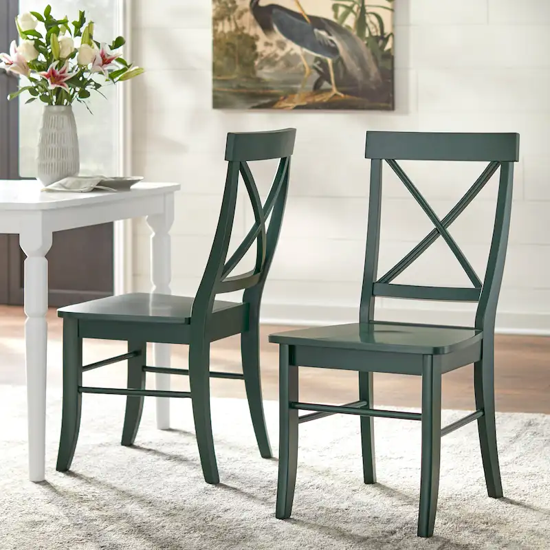 Mid-Century Rubberwood Dining Chair with Faux Leather Seat – Chestnut Wire-Brush