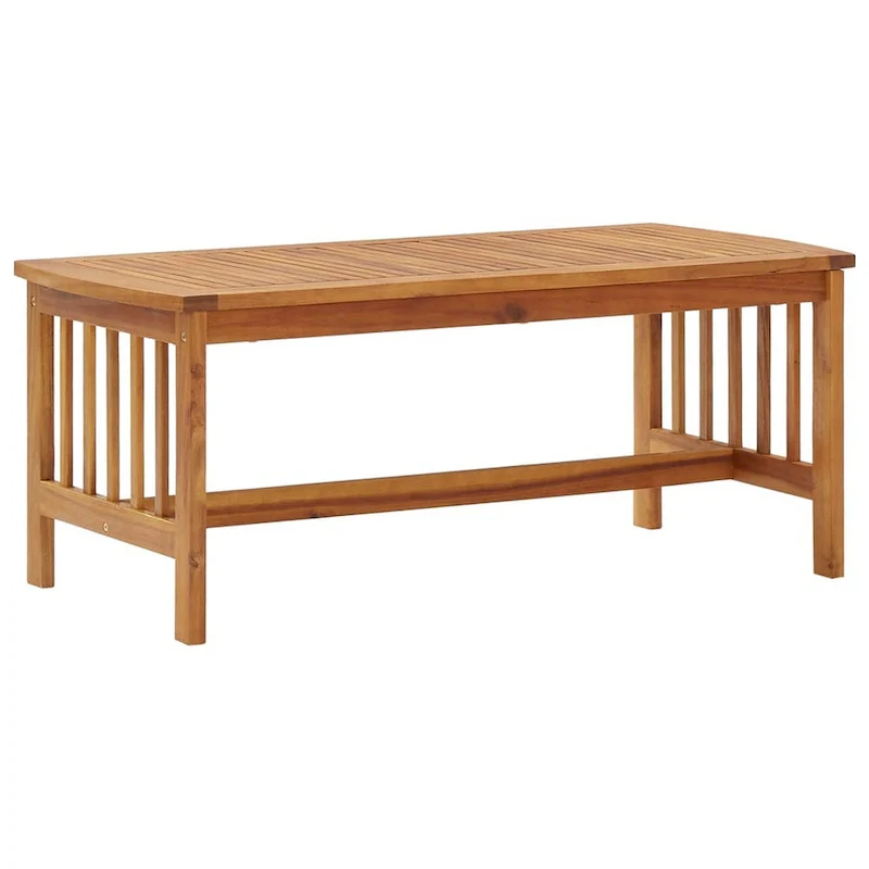 Brown Slatted Rectangular Coffee Table, 40 Inch