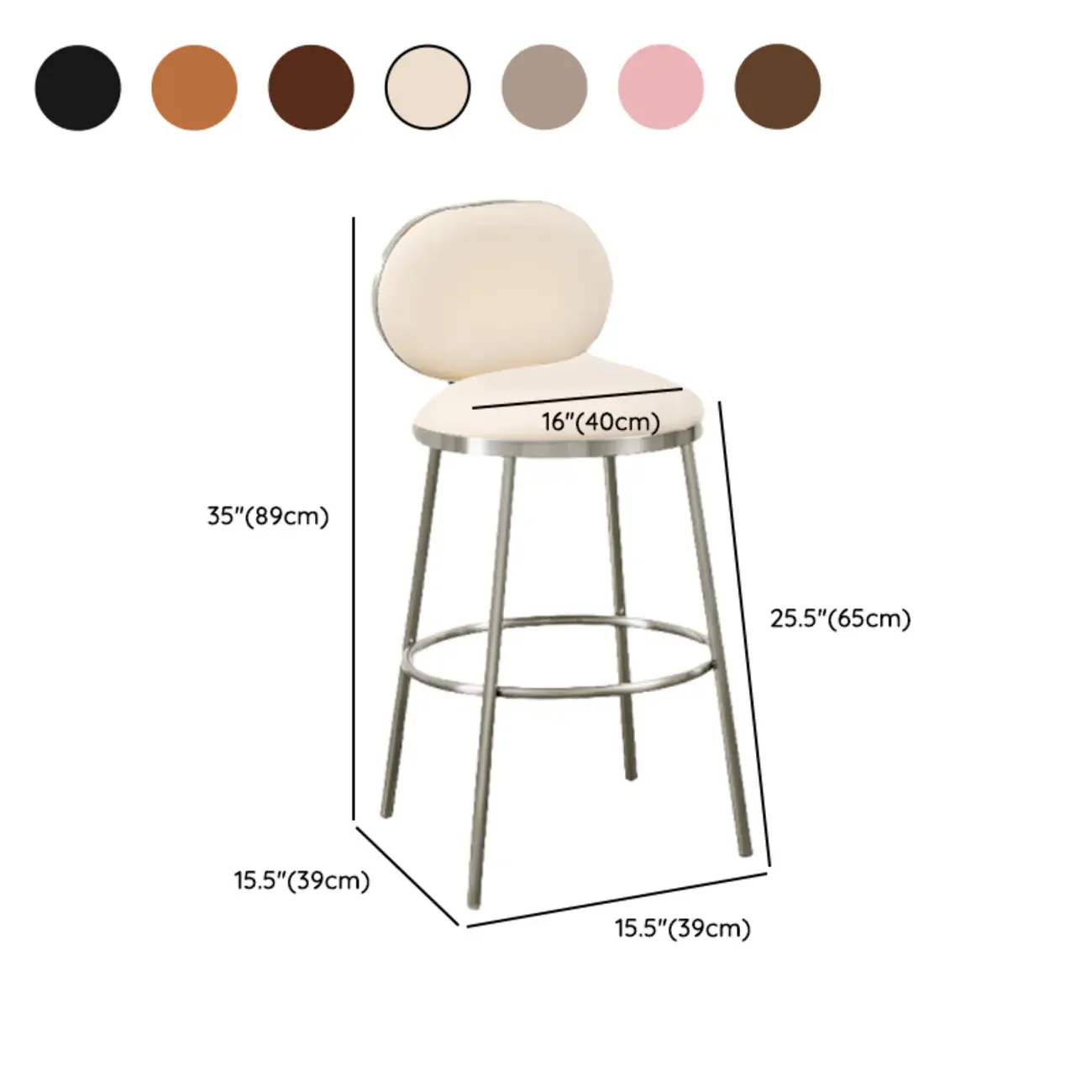Modern 4-Leg Metal Faux Leather Upholstered Bar Stools