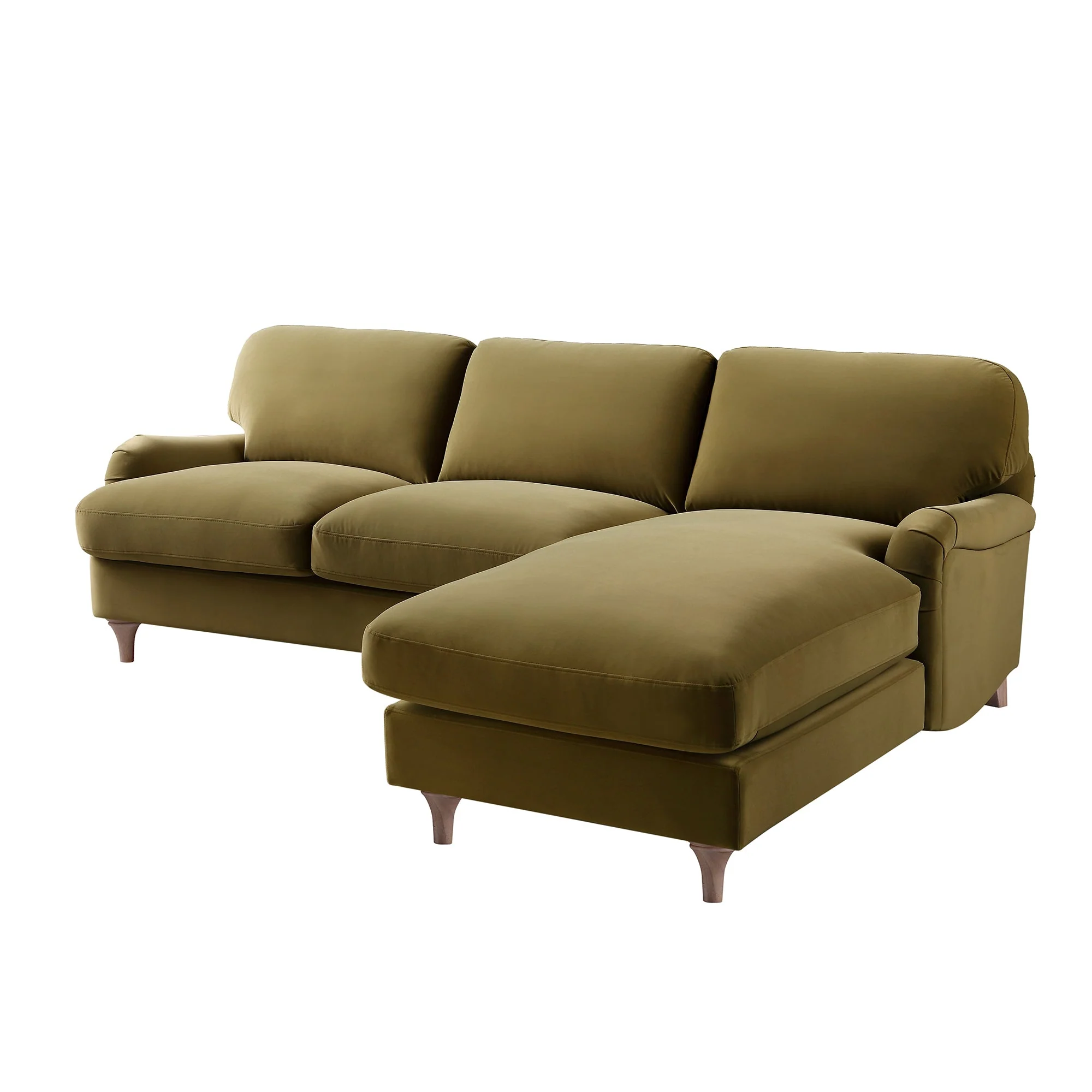 Fudge Velvet Sofa, Grande Chaise Sofa Right Hand Facing