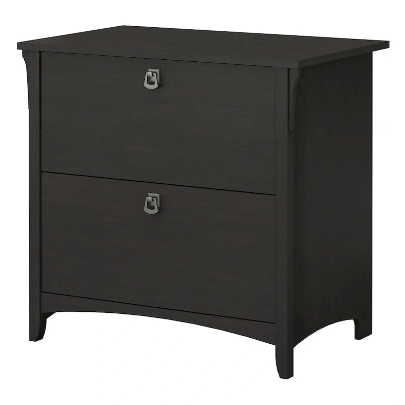 Vintage Black 2-Drawer Lateral File Cabinet with Tapered Legs