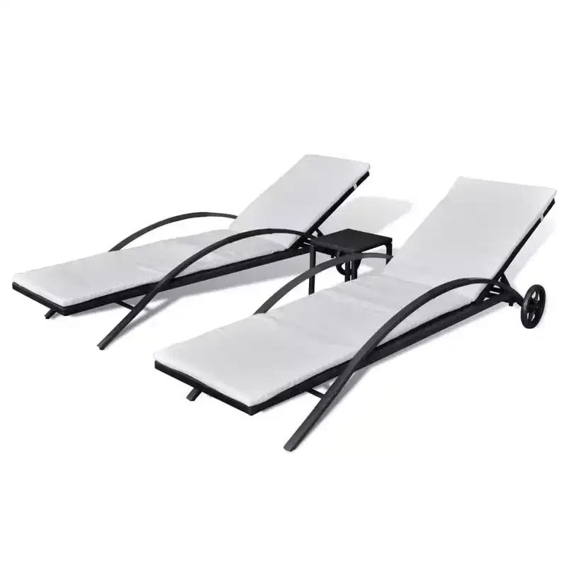vidaXL Patio Lounge Chairs Outdoor Sunloungers Backyard Sunbeds Poly Rattan