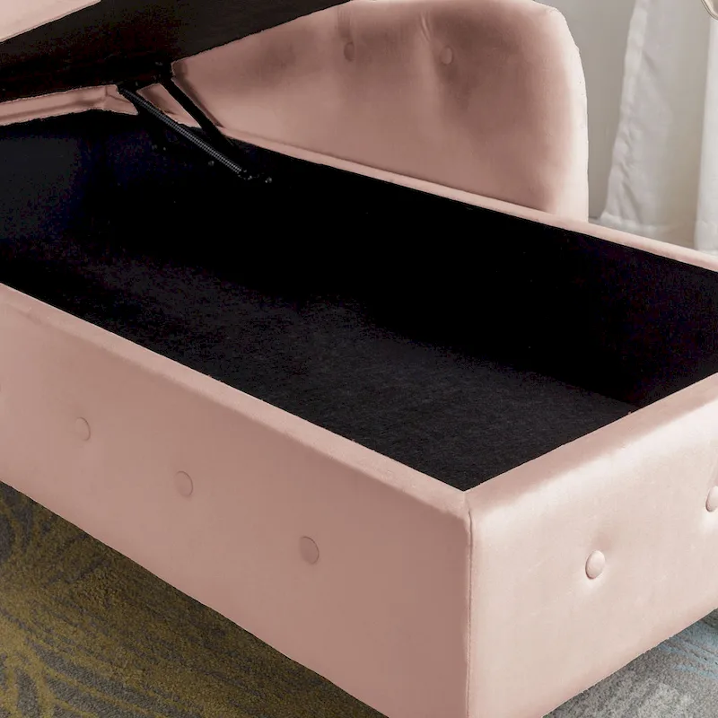 Pink Velvet Button Tufted Chaise Lounge - Single Seater