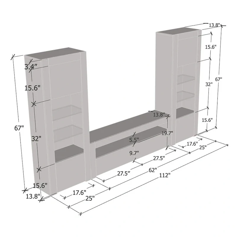 Milano Set Modern Wall Unit Entertainment Center