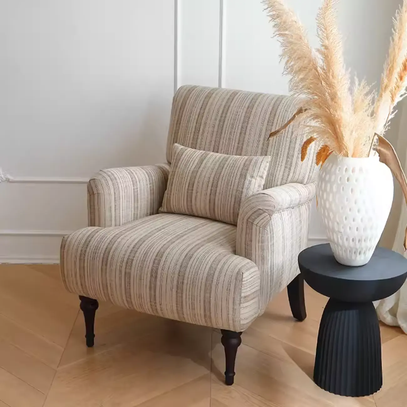 Modern High-Back Fabric Arm Chair for Living Room