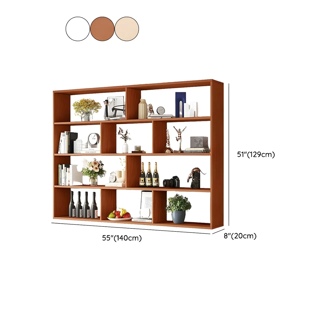 White Wall-Mounted Cube Wood Display Bookcase