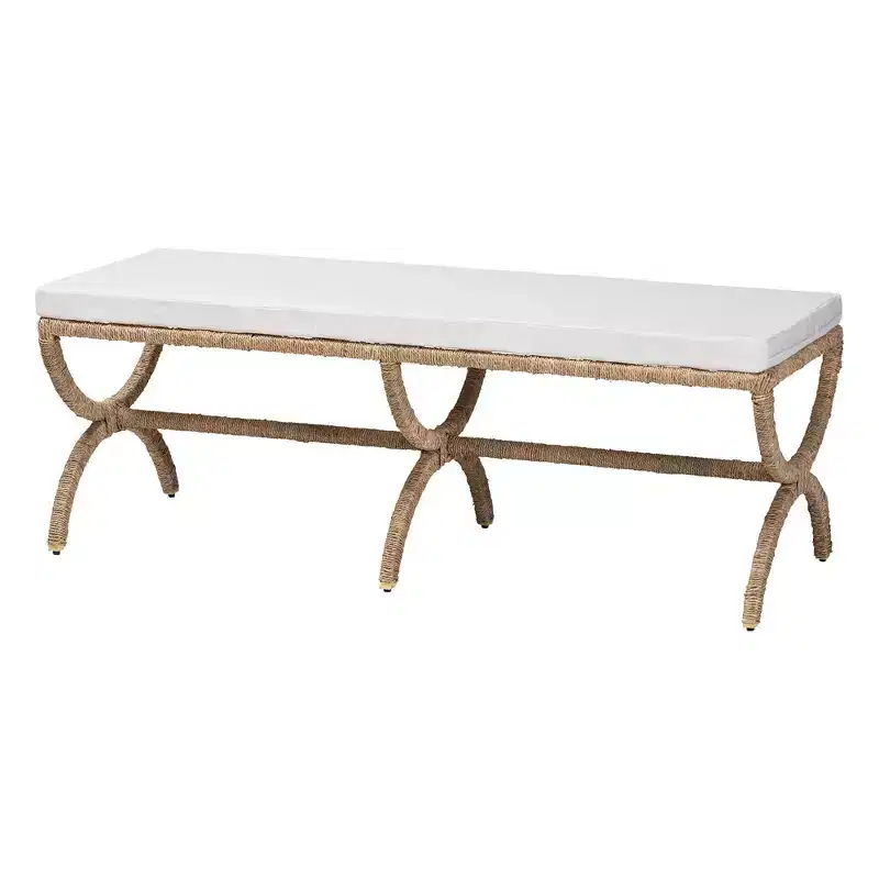 bali & pari Maliyah Natural Seagrass Accent Bench Natural Brown