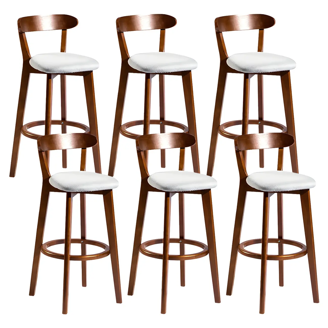 Wooden Upholstered Low Back Bar Height Stools Set of 2
