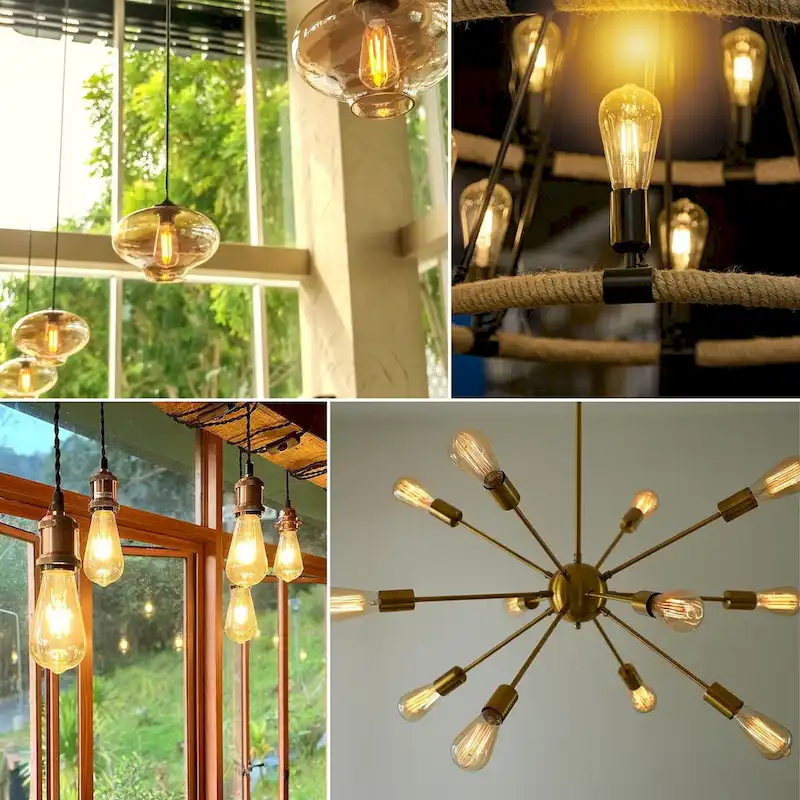 Luxrite LED Edison Bulbs 75W Equivalent ST19 ST58 3000K Soft White 800 Lumens Dimmable 8W Damp Rated UL E26 6 Pack