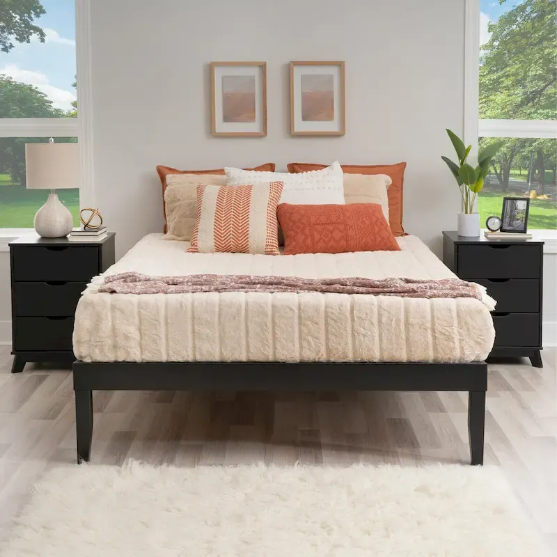 Purcell Bedroom 3-Piece Set with 3-Drawer Nightstands (Set of 2)