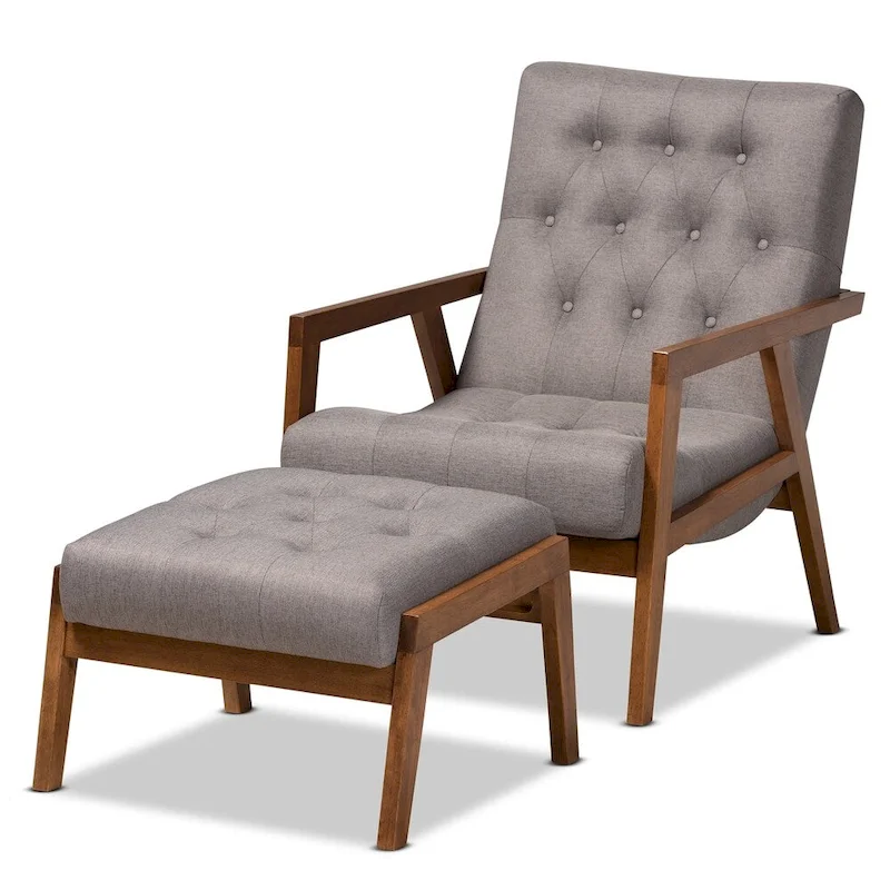 Carson Carrington Baberg Upholstered Armchair and Footstool Set