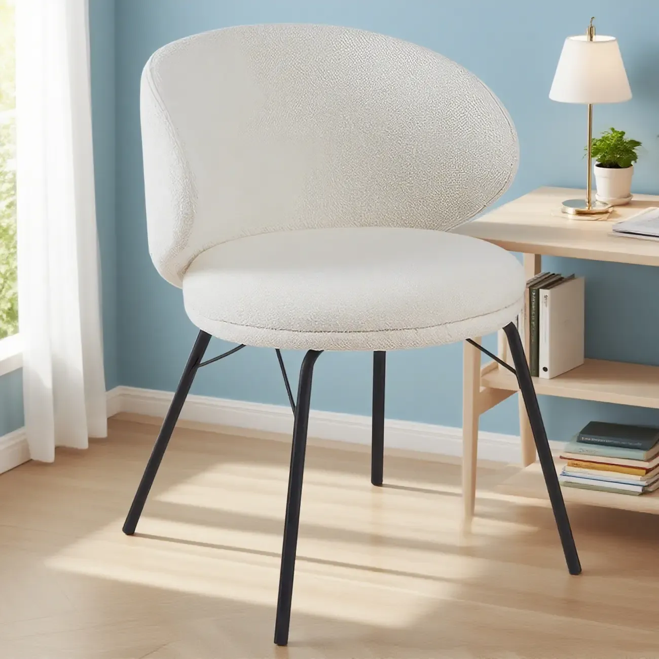 Modern Leathaire Upholstered Metal Leg Dining Chair