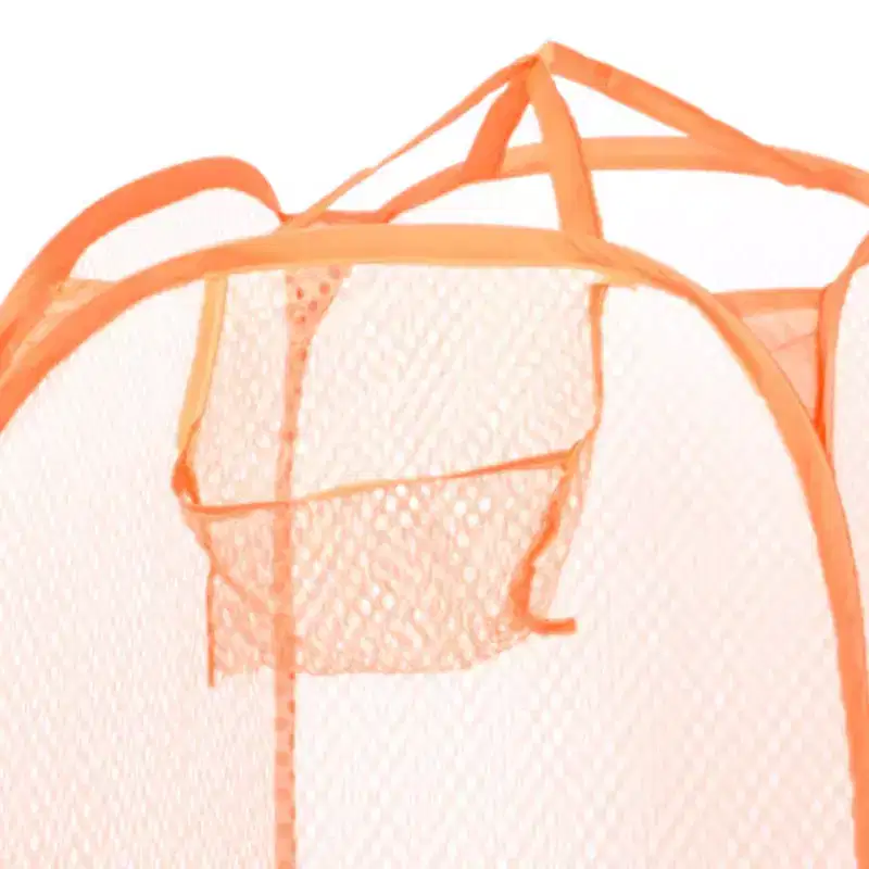PiccoCasa Folding Clothes Storage with Hand Strap Nylon Laundry Hampers 11.8x11.8x17.7 Orange Blue 2 Pcs
