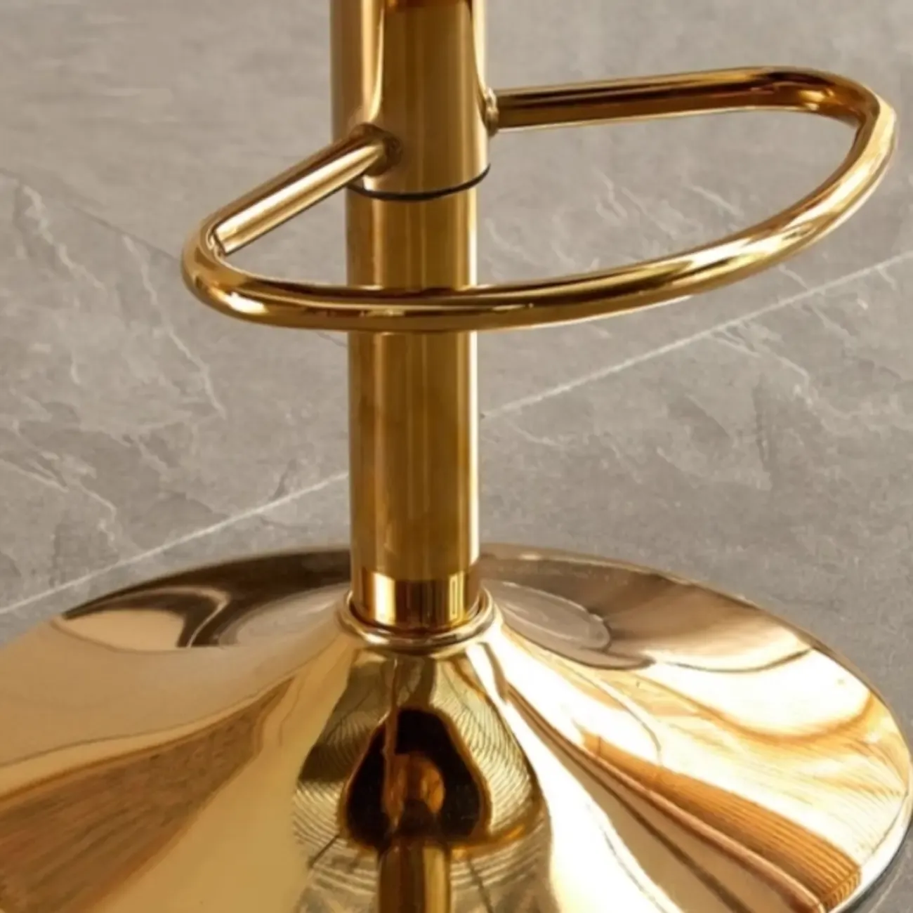 Adjustable Flannel Curved Back Bar Stools with Gold Base