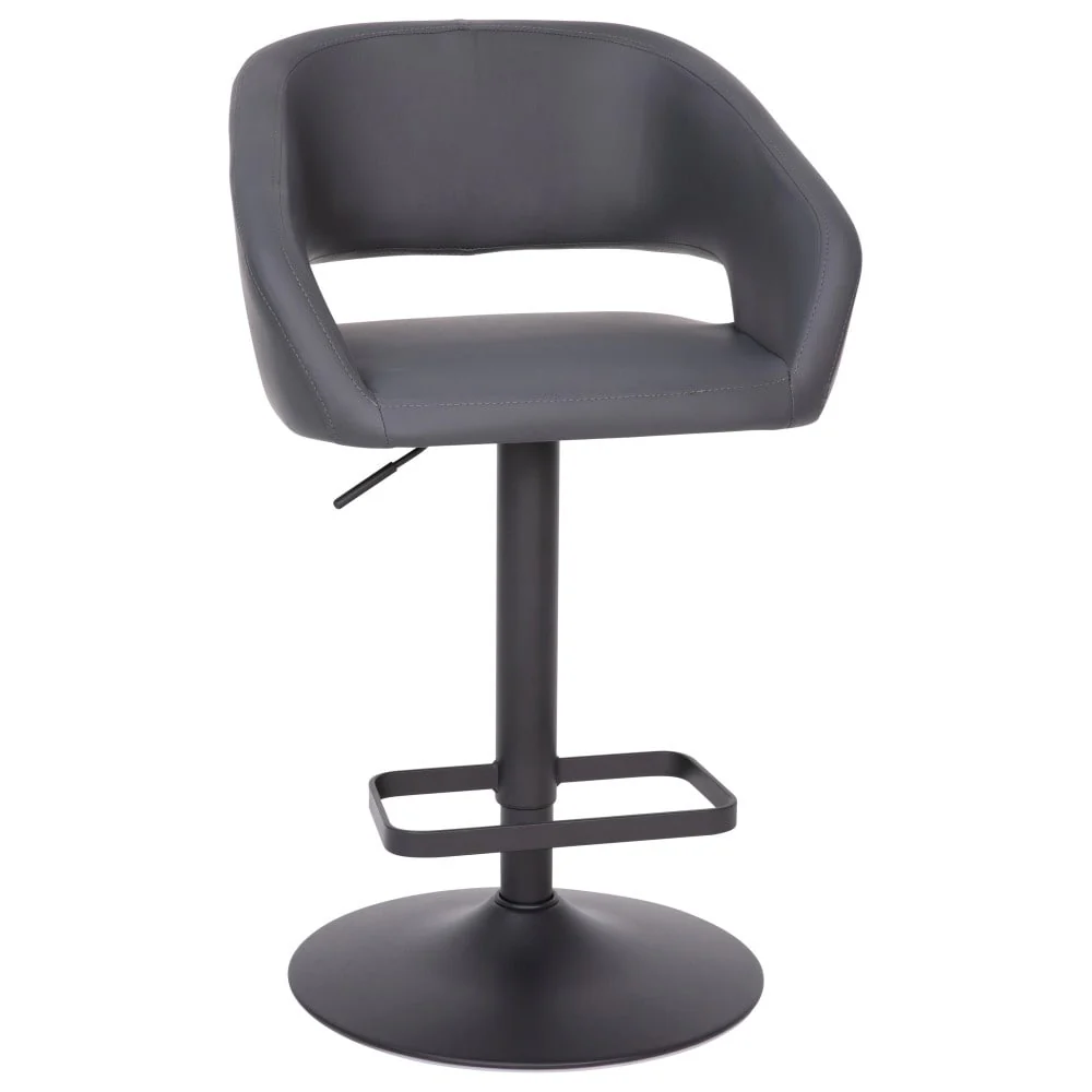 Modern Upholstered Adjustable-Height Barstool with Rounded Back