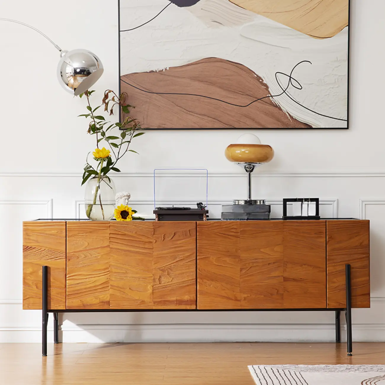 72 Free-Standing Brown Accent Cabinet for Living Room Decor