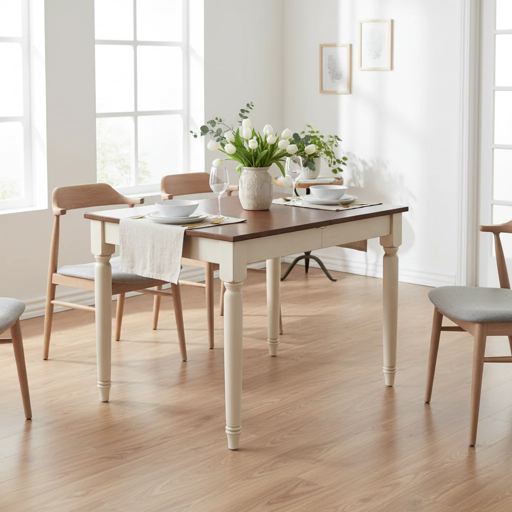 Multicolored Wood Dining Table with Leaf Extension