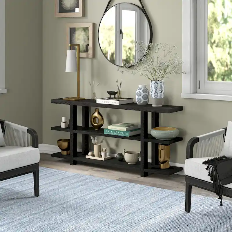 Rectangular Console Table with Storage Shelf