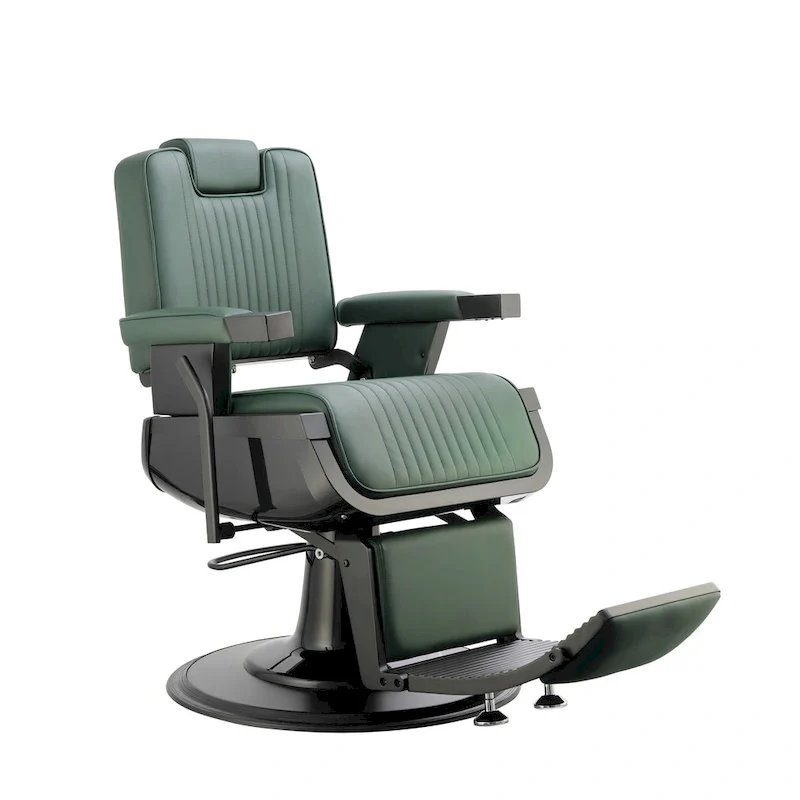 Reclining Barber Chair with Hydraulic Pump – Green