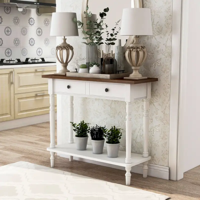 Traditional 38-Inch Wood 1-Shelf Console Table