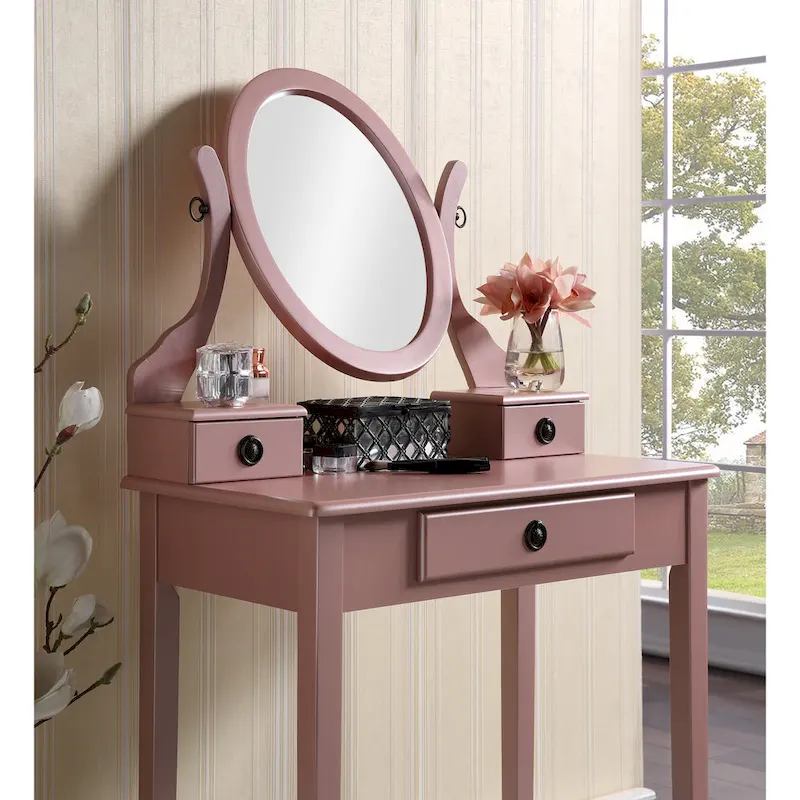 Moniys Wood Moniya Makeup Vanity Table and Stool Set