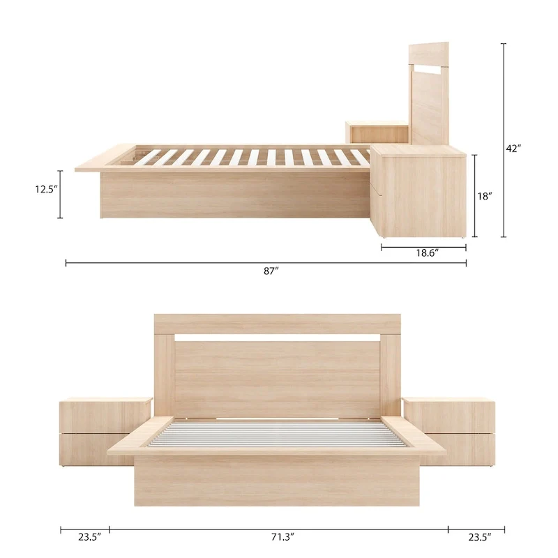 Malibu 4-Piece Bedroom Set with Bed, Headboard, and 2 Nightstands
