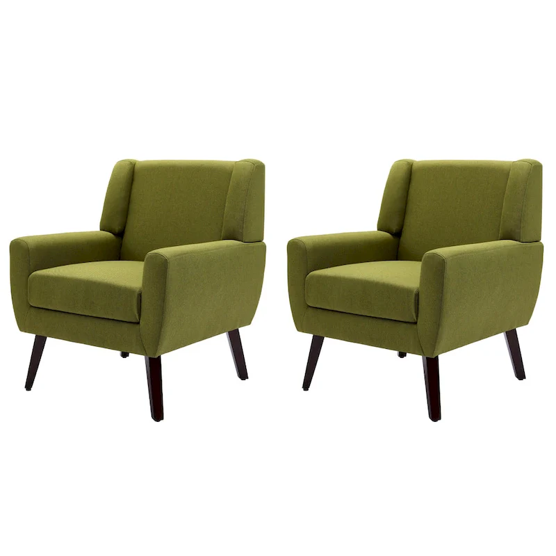 Wingback Accent Chair Set of 2 - Polyester Upholstered