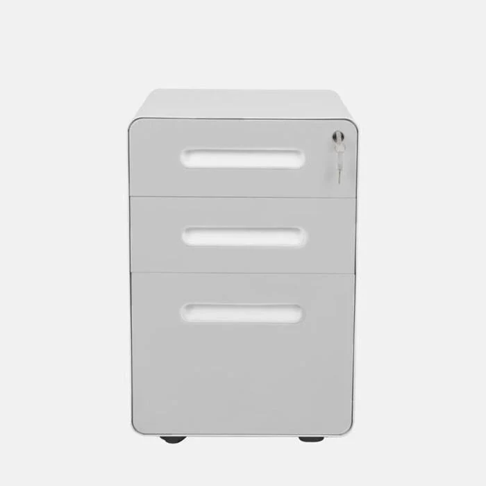 3-Drawer Metal Mobile File Cabinet, Black/White, Single User