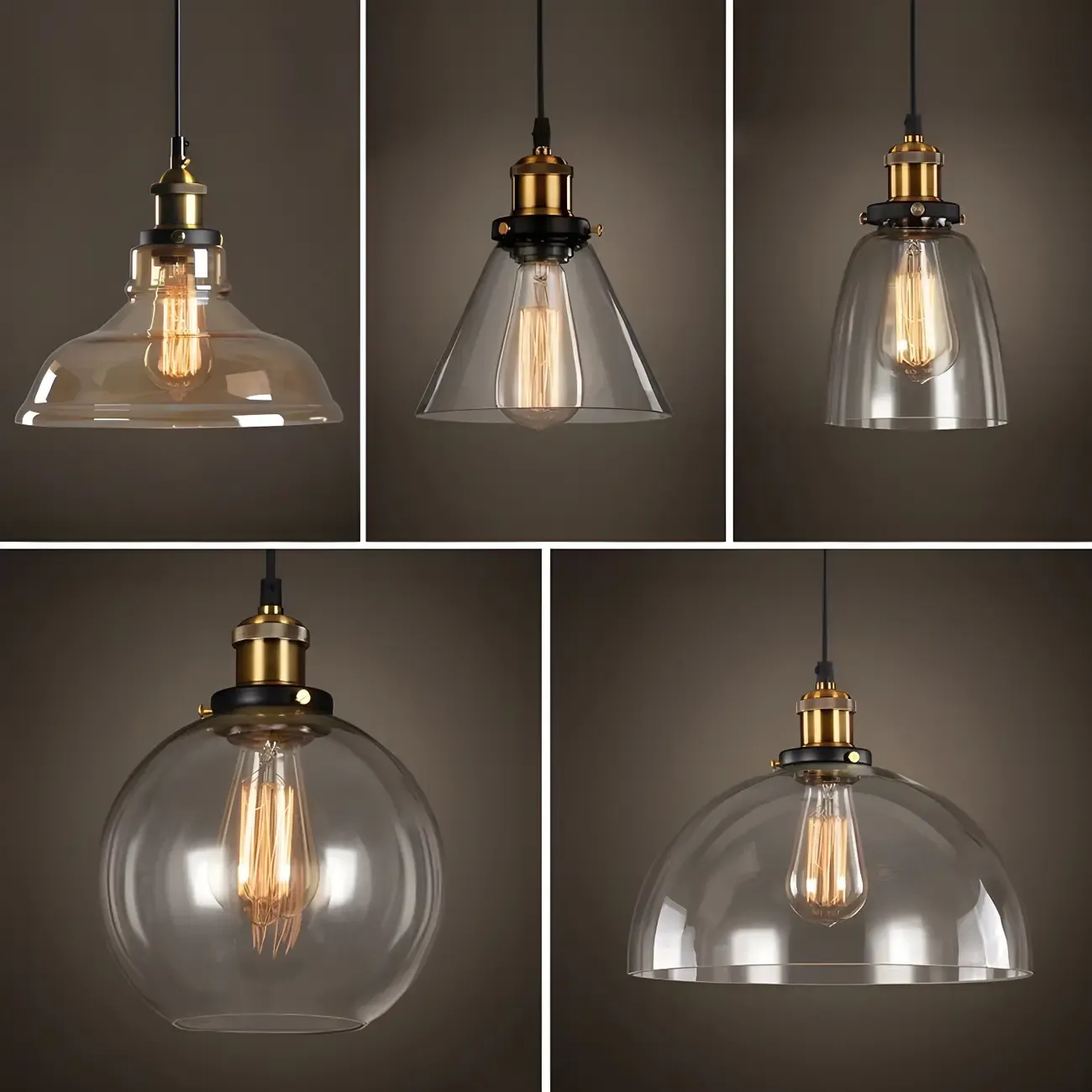 Industrial Geometric Clear Glass Lampshade Kitchen 1-light Pendant Light